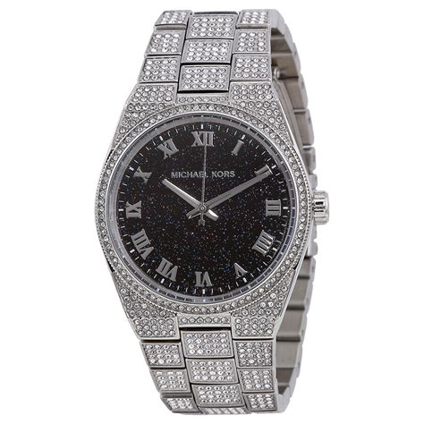 Michael Kors Channing Black Crystal Pave Stainless Steel Watch 